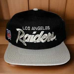 Vintage Los Angeles Raiders Sports Specialties Hat Black Script Snapback Cap EXC - Picture 1 of 8