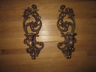 Par 2 Candelabros Aplique de Pared Hollywood Regency Oro Ornamentado De Colección HOMCO #4118 Foto 1 de 4