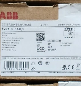 ABB F204 B 63/0,3 FI-Schalter RCCB Typ B | 4-polig | 63A | 300mA | NEU OVP - Bild 1 von 1