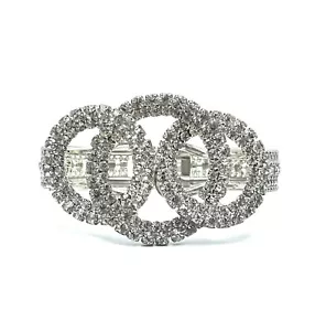 Estate Art Déco Bracciale Morsetto Morsetto Argento Strass Geometrico Trinità - Foto 1 di 12