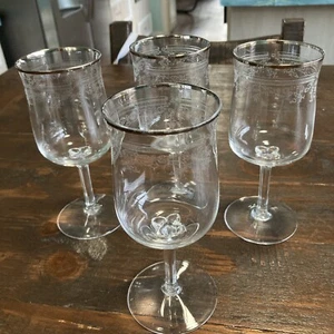 Lenox Lace Point One (4) Weinglas Platin Zierleiste Kristall 6,25 Zoll - Bild 1 von 11