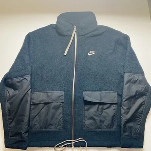 Nike Essentials Sherpa Fleece Hooded Jacket Black Mens Size:Medium DD5021-010 - Picture 1 of 7