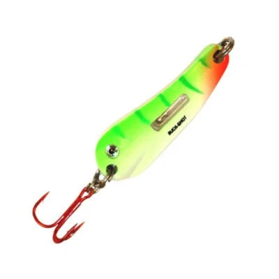 NORTHLAND          BUCK-SHOT Flutter  SPOON     1/8 oz   UV GLO PERCH - Image 1 of 2