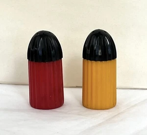 Vintage Bakelite MCM Retro Butterscotch Red and Black Salt & Pepper Shakers - Picture 1 of 6