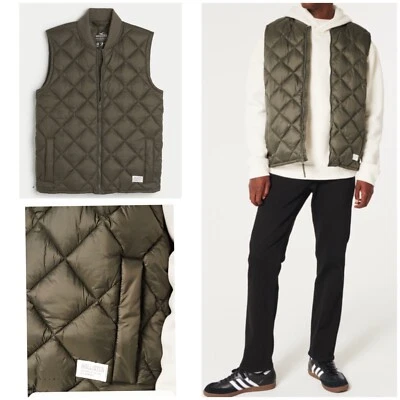 NWT HOLLISTER MEN’S ULTIMATE DIAMOND-QUILTED PUFFER VEST JACKET | Size S (Small) - Image 1 of 4