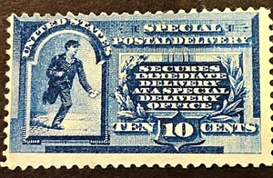 1885 US Briefmarke #E1 Special Delivery Running Messenger dunkelblau gebraucht - Bild 1 von 2