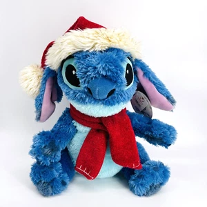 DISNEY STORE LILO & (WHIP) STITCH CHRISTIMAS PLUSH W. RED SCARF & SANTA HAT-NOS - Picture 1 of 12