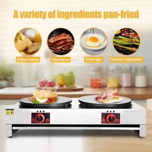 16inch Gas Crepe Maker Non Stick Commercial Pancakes Maker Double Burner Griddle - Picture 1 of 9