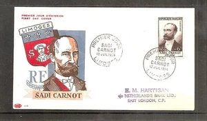 France 1954 SG1217 FDC (Limoges) National Relief Fund-Sadi-Carnot-President 128 - Picture 1 of 1