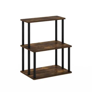 Furinno Kitchen Storage Shelf 29" H X 23" W Turn-N-Tube Rustic Oak/Black 3-Shelf - Picture 1 of 6