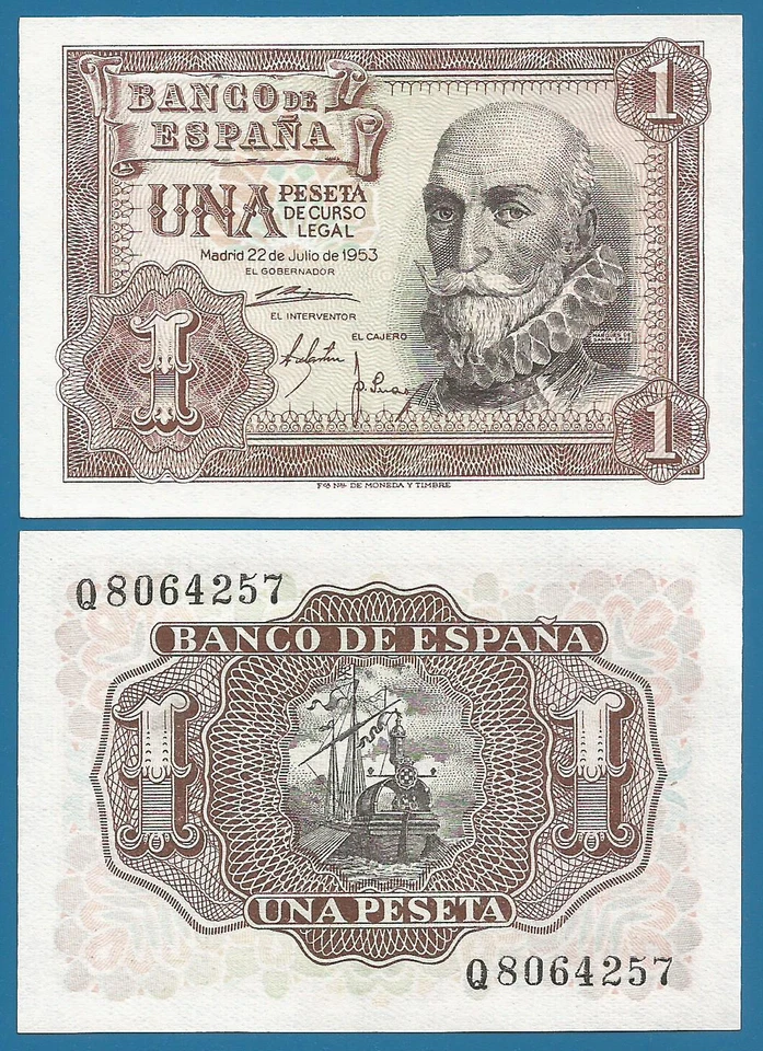 España 1 Peseta P 144a 1953 UNC (P 144a) Foto 1 de 1
