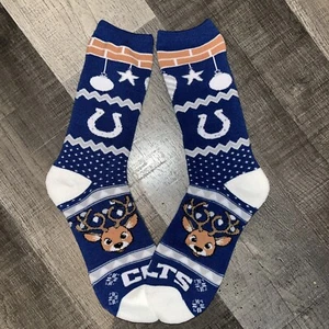INDIANAPOLIS COLTS NFL FOOTBALL LOGO THICK HOLIDAY CREW LENGTH SOCKS LARGE - Picture 1 of 1