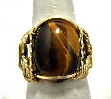 Tiger Eye 14K Gold Filled Wire Wrapped Ring, Size 8