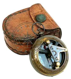 Nautical Brass Antique Sundial Maritime Rose London Pocket compass - Picture 1 of 6