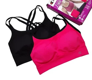 2PK Champion sz:S Womens Seamless Criss Cross Double Dry Stretch Sports Bras - Picture 1 of 16