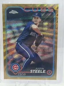 2024 Topps Chrome - Gold Refractor #258 Justin Steele /50 - Picture 1 of 3