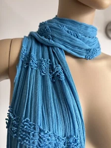 Sciarpa stropicciata blu W10" L68" - Foto 1 di 2