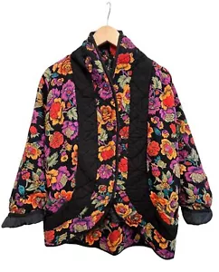Vintage Steppjacke bunt Schmuckton JA Resort gefüttert Taschen Herbst Witchy S - Bild 1 von 20
