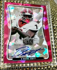 AUTO #d *3/5* 2020 Leaf Metal Draft D'Andre Swift RC PINK💟CRACKED ICE CRYSTAL  