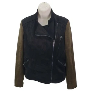 KUT from the Kloth HADDIE Moto Jacket Women’s Small Faux Suede Black Brown - Picture 1 of 8