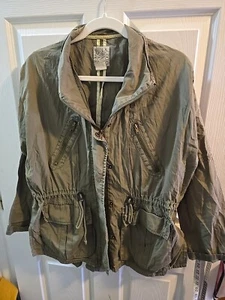 Billabong Green Full Zip Light Cargo Jacket. Size Small See Photos Hole In Elbow - Picture 1 of 16