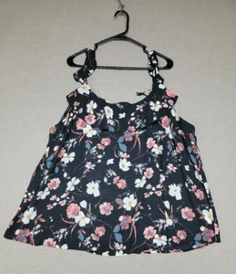 MAURICE'S 3 ~ Top Cami Semi Transparente con Correa de Espagueti para Mujer Negro Floral Volantes - Imagen 1 de 5