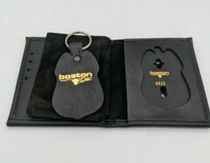 Neu Boston Leder versenkt Buch Stil Abzeichen Etui Polizei Dienst Uniform Ausrüstung #3 - Bild 1 von 5