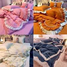 Bedroom Warm Comfortable Duvet Cover Bed Skirt 2 PCS Pillow Case Four-Piece Suit