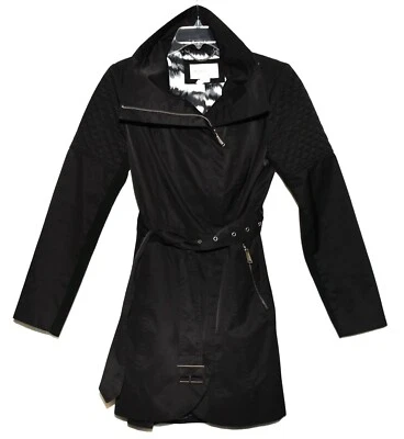 BCBGeneration Black w Quilted Sleeves Insulated Belted Womens Zip Jacket Size M - Image 1 of 4