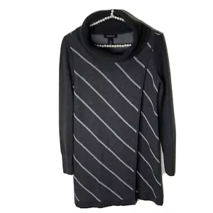 Casa Blanca Mercado Negro Lana Gris a Rayas Suéter Envolvente Vestido Capucha Cuello Talla XS - Imagen 1 de 5