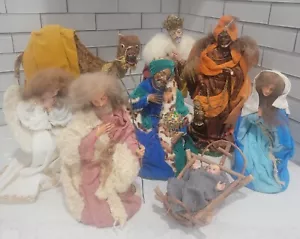 Vintage ITALIAN Plaster HAND DRESSED Large Christmas Netivity Set - Picture 1 of 15