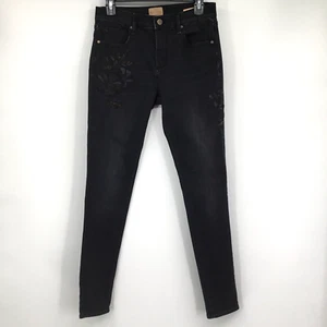Driftwood womens Jackie black floral embroidered jeans Size 27 skinny - Picture 1 of 10