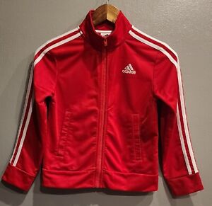 Youth Adidas Three Stripe Full Zip Up Jacket Red Boys Size 8