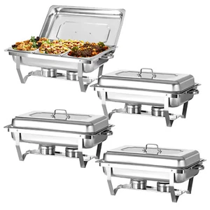 Paquete de 1/2/4/6/8 juegos de buffet de platos de frotamiento, 9 cuartos de galón con sartén de tamaño 1/3 para fiestas - Imagen 1 de 15