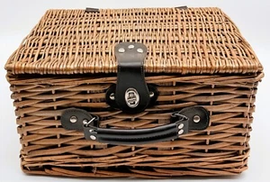 Juego de cesta de picnic de mimbre por hora de picnic con servicio para 2 platos utensilios incluidos - Imagen 1 de 11