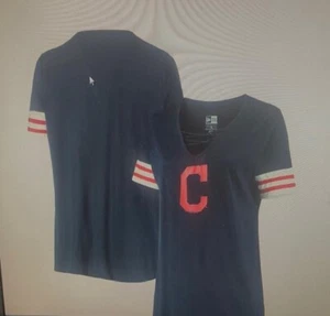 Cleveland Indians New Era Women's Plus Size 2X Stripes Baby Jersey Shirt - Picture 1 of 1