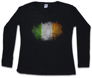 IRISCHE FLAGGE VINTAGE DAMEN LANGARM T-SHIRT Belfast Irland Unabhängigkeit - Bild 1 von 1
