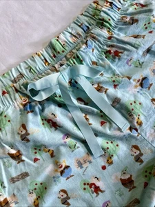 Disney Store Pajama Pants Womens XL Snow White 7 Dwarfs All Over Print On Blue - Picture 1 of 13