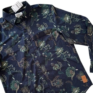 Scotch & Soda Amsterdam Navy Blue Floral Print Long Sleeve Button Down Shirt - Picture 1 of 10