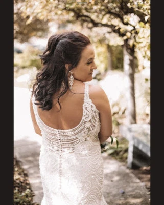 Woman Champagne Mermaid Wedding Dress & Matching Shoe - Image 1 of 4