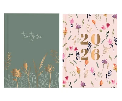 TALLON 2026 A5 Diary Week To View Floral Meadow Hard Cover Ladies Planner Organiser