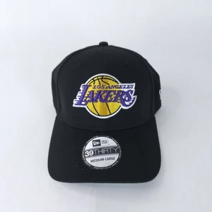Los Angeles Lakers Hat Black Logo Spellout New Era Medium Large Stretch LAL - Picture 1 of 5