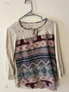 Blusa Camisa Van Heusen Mujer Talla Pequeña Multicolor Azteca Manga Larga Oficina - Imagen 1 de 5