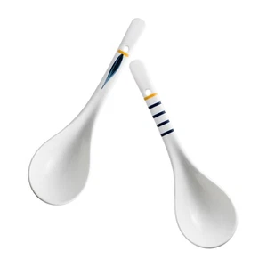 2 Pezzi Cucchiaio Zuppiera Grande Con Manico Lungo Ceramica Cinese Cucchiaio Riso - Foto 1 di 12