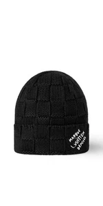 Gorro de invierno Louis Vuitton en negro con inscripción Marque L.Vuitton Déposée - Imagen 1 de 1
