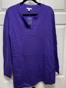 Isaac Mizrahi Live! 2-fädig 100% Kaschmir V-Ausschnitt Tunika Pullover 1X Lila Neu - Bild 1 von 6