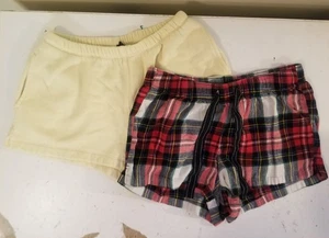 2 pares de pantalones cortos para mujer pequeños viejos azul marino rojo franela a cuadros fábula salvaje amarillo polar - Imagen 1 de 18