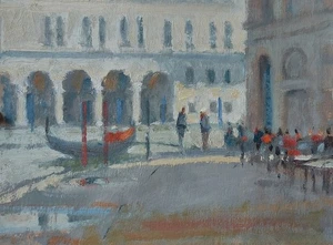ORIGINAL RICHARDSON Campo Herbaria Venice venetian italy italian OIL PAINTING - Picture 1 of 1