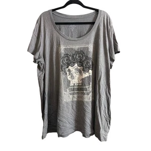 Torrid Women's Plus Size Skull & Roses La Calavera T-Shirt Gray Size 4 4X - Picture 1 of 4