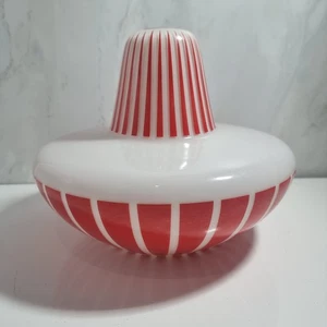 Vintage mid century 1960s red striped glass pendant shade. Rare and sought after - Picture 1 of 6